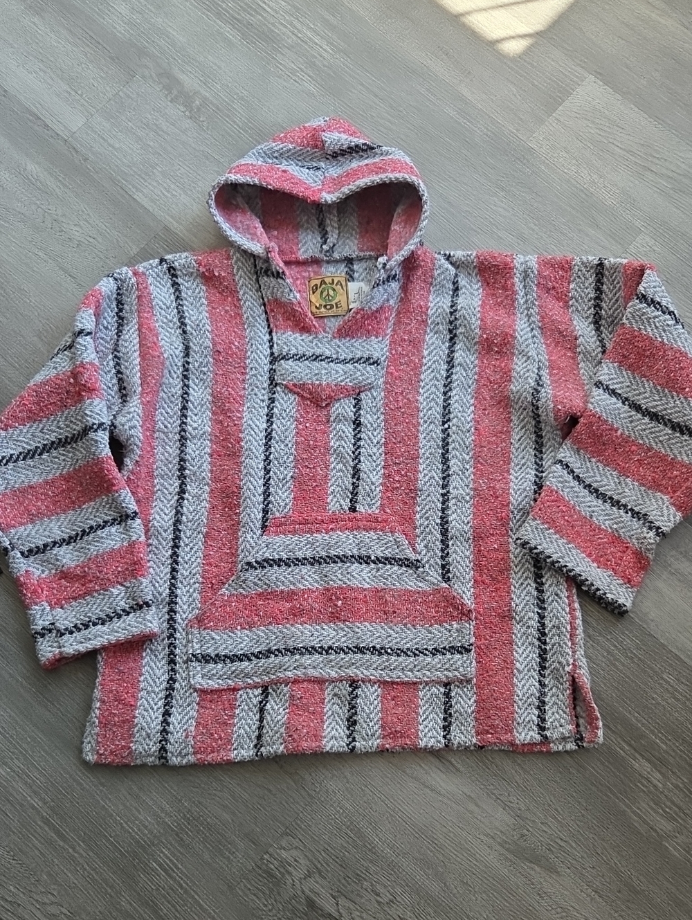 Baja Joe Pink & Gray Stripe Hooded Men's Sweater